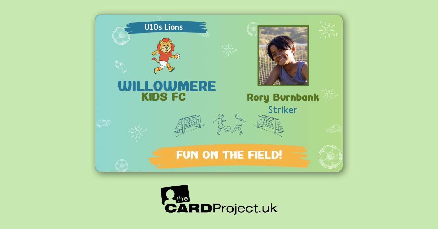 Kids Football Club Membership ID Card Lion Mascot